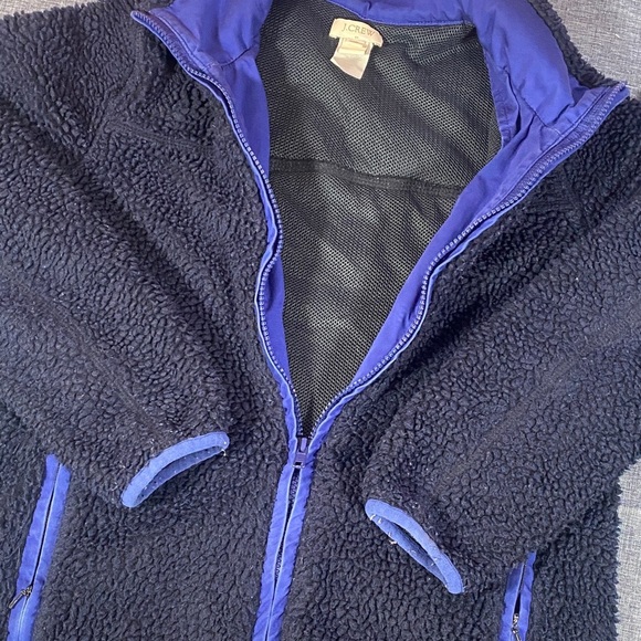 J.Crew XS Navy Faux Fur Sherpa Fleece Jacket Zip-Up Women’s Cozy - Picture 10 of 10